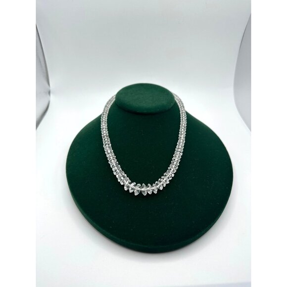 Vintage Clear Crystal Graduated Faceted Beads Choker Necklace Elegant Classy - Picture 1 of 6